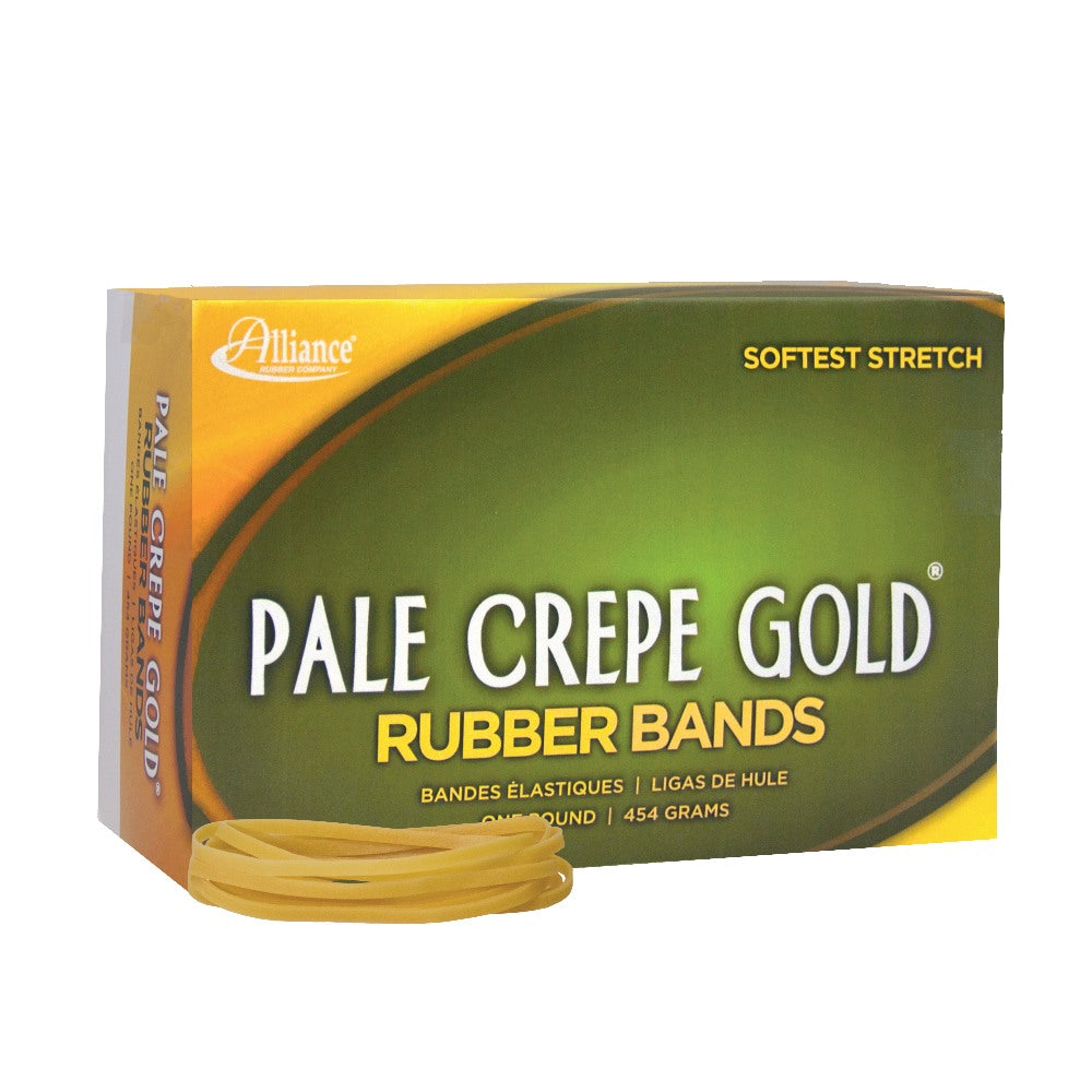Alliance Rubber Pale Crepe Gold Rubber Bands, #33, 3 1/2in x 1/8in, 1 Lb, Box Of 920