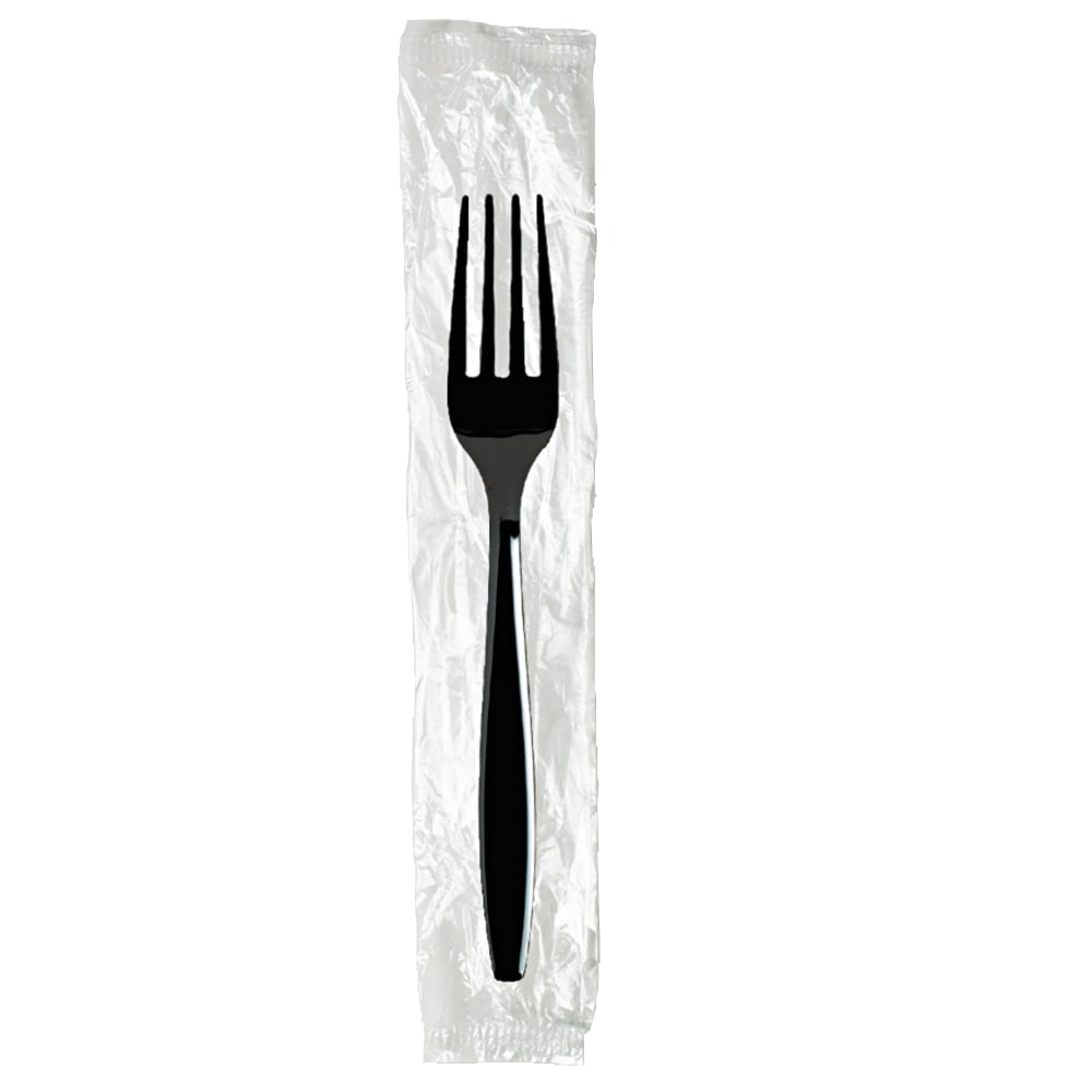 Dixie Individually Wrapped Heavyweight Forks, Black, Carton Of 1,000 Forks