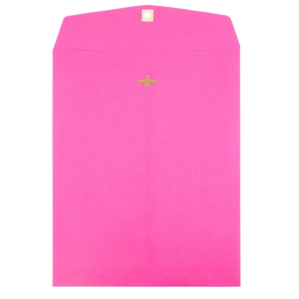 JAM Paper Open-End 10in x 13in Catalog Envelopes, Clasp Closure, Fuchsia Pink, Pack Of 10