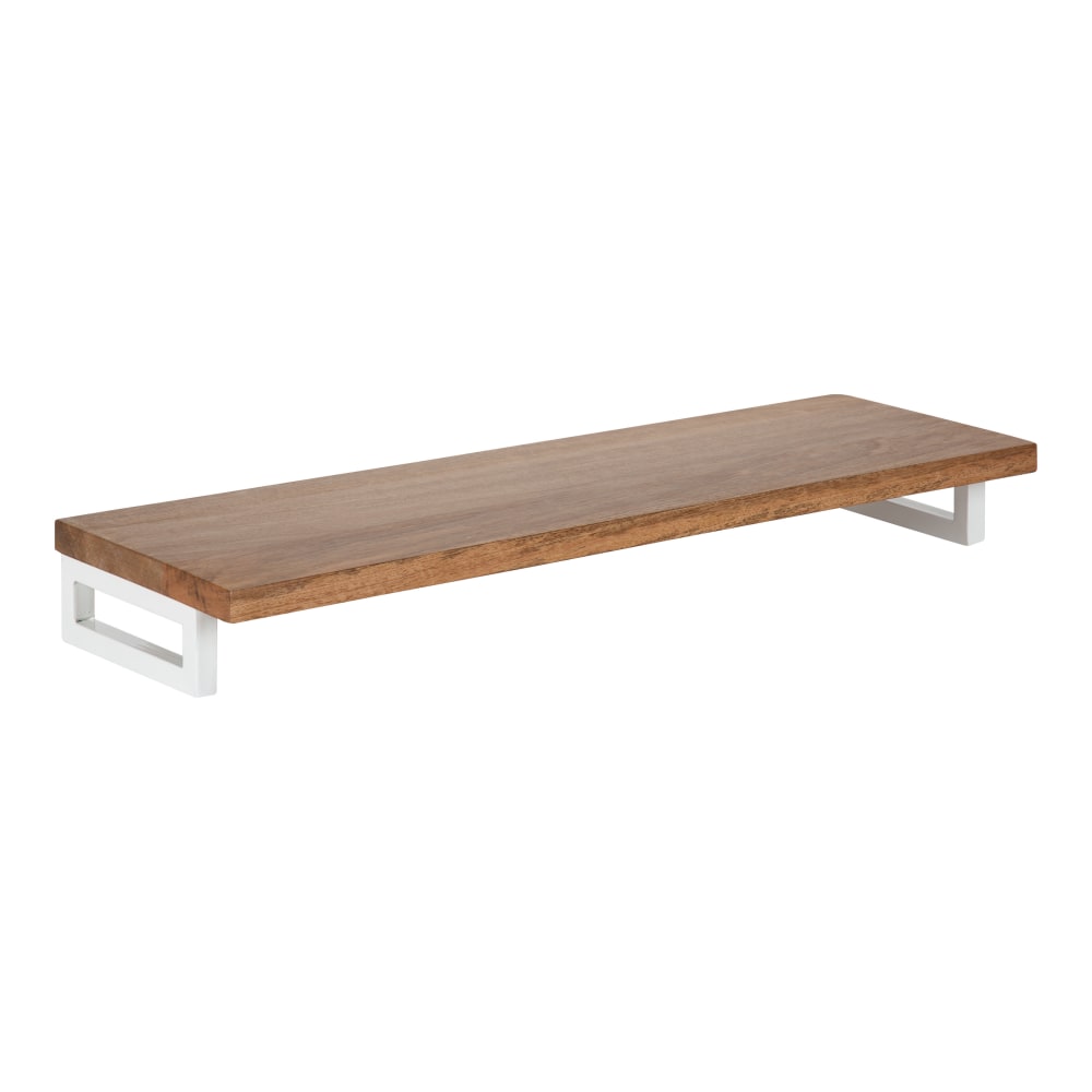 Kate and Laurel Lankford Wood Shelf, 3inH x 24inW x 8inD, Natural/White
