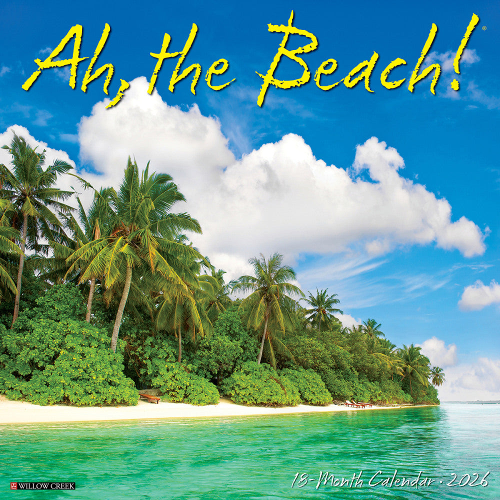 2026 Willow Creek Press Scenic Monthly Wall Calendar, 12in x 12in, Ah, The Beach!, January To December, 49785