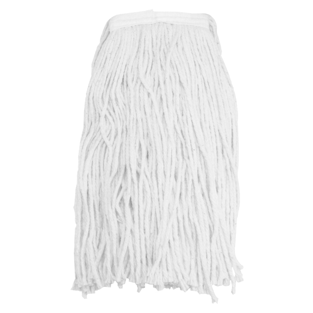 Magnolia Brush 4-Ply Cotton Mop Heads, Regular, 24 Oz Capacity, White, Pack Of 12 Mop Heads