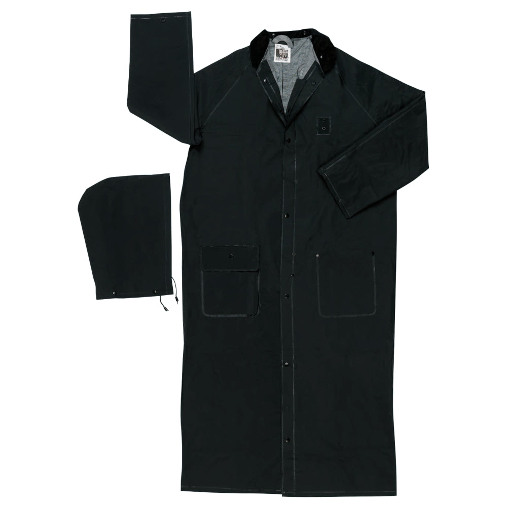Classic Plus Rider Rain Coat, 0.35 mm PVC/Polyester, Black, 60 in Medium