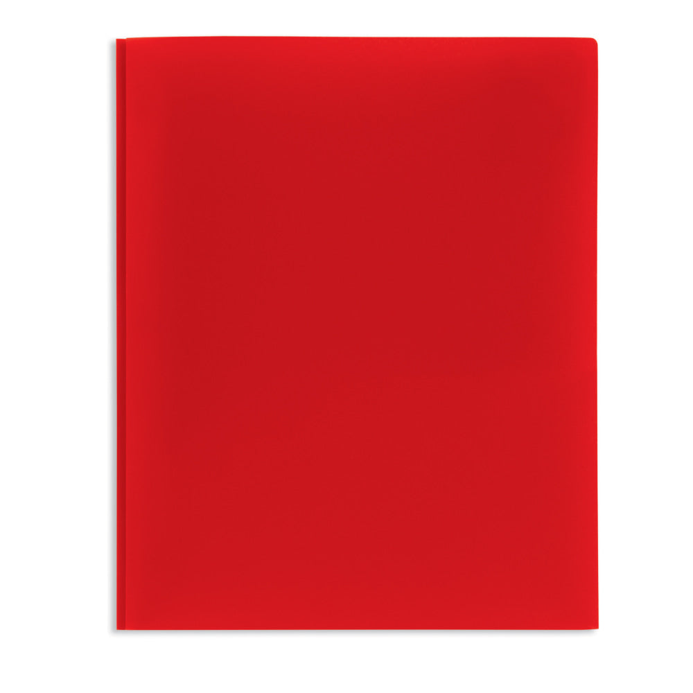 Office Depot Brand 2-Pocket School-Grade Poly Folder with Prongs, Letter Size, Red