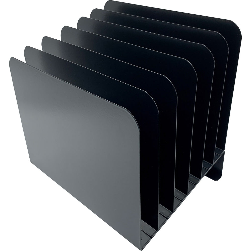 Huron Slanted Vertical Slots Desktop Organizer, 8 Compartment(s), Vertical, 10inH x 9.75inW x 11inD, Durable, Black, Steel