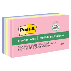 Post-it Greener 100% Recycled Paper Notes, 3 x 5 in, 5 Sticky Note Pads, 100 Sheets/Pad, School Supplies and Office Products, Sweet Sprinkles