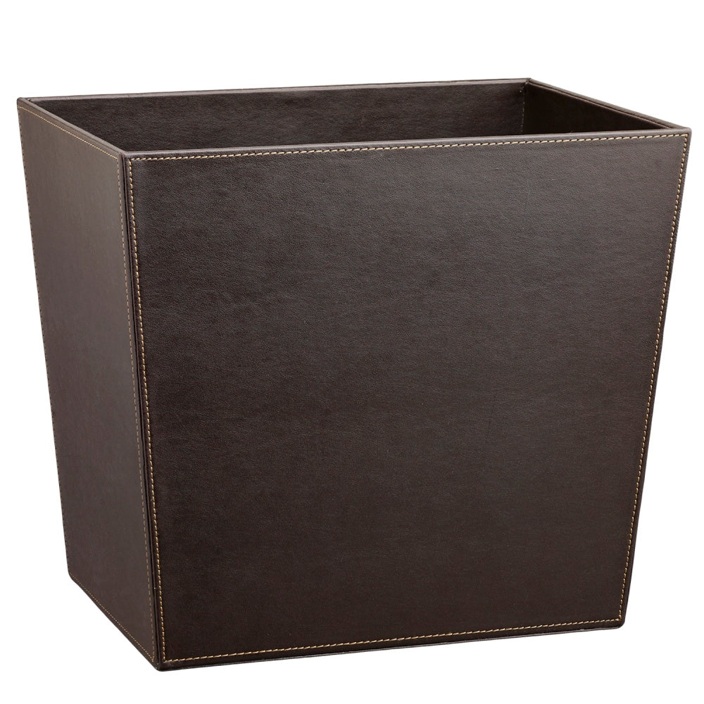Erwyn Products Cordoba Leatherette Wastebaskets, 16-Quart, Brown, Set Of 6 Wastebaskets