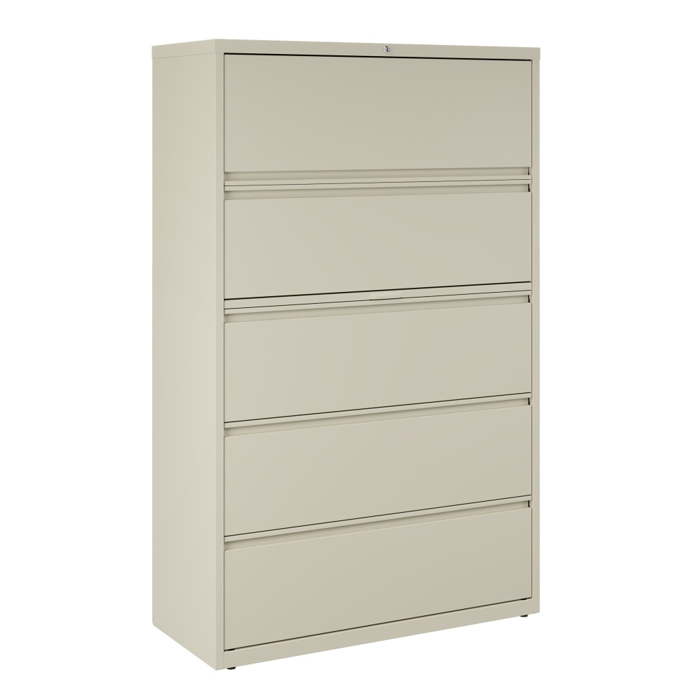 WorkPro 42inW x 18-5/8inD Lateral 5-Drawer File Cabinet, Putty