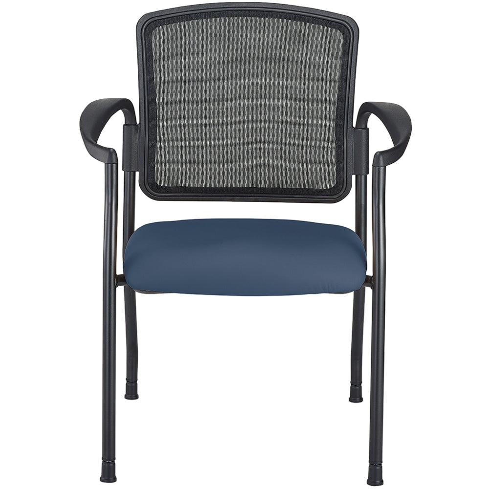 WorkPro Spectrum Series Mesh/Vinyl Stacking Guest Chair With Antimicrobial Protection, With Arms, Navy, Set Of 2 Chairs, BIFMA Compliant