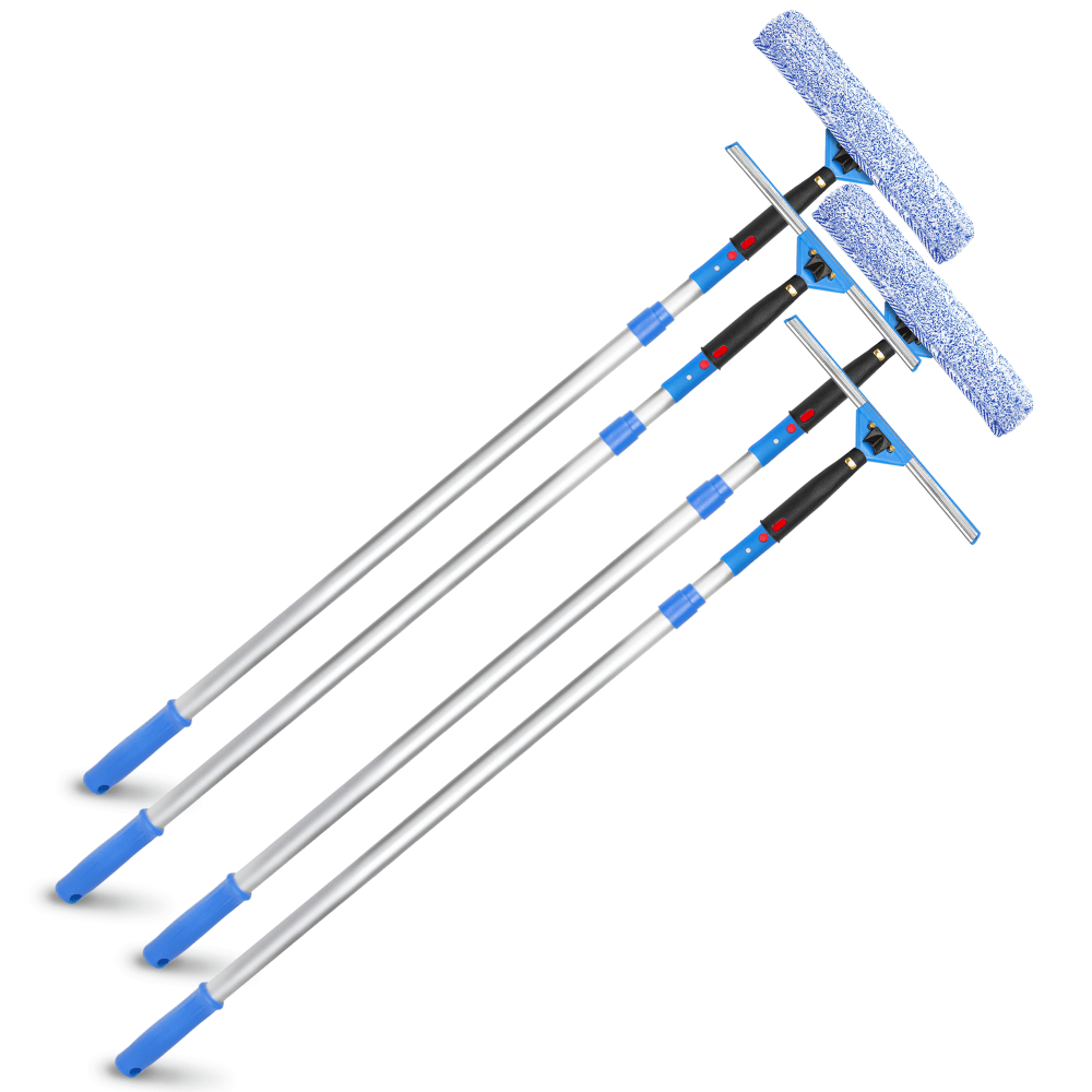 Gritt Commercial Pro Window Washing Kit With Squeegee, Washer And Telescopic Pole, 14in Squeegee And Washer/6ft Pole, Multicolor, Pack Of 2 Kits