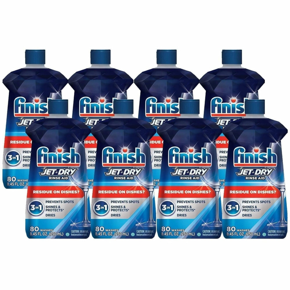 Finish Jet Dry Dishwasher Liquid Rinse Additive With Shine Boost, Original Scent, 8.45 Oz Bottle, Case Of 8