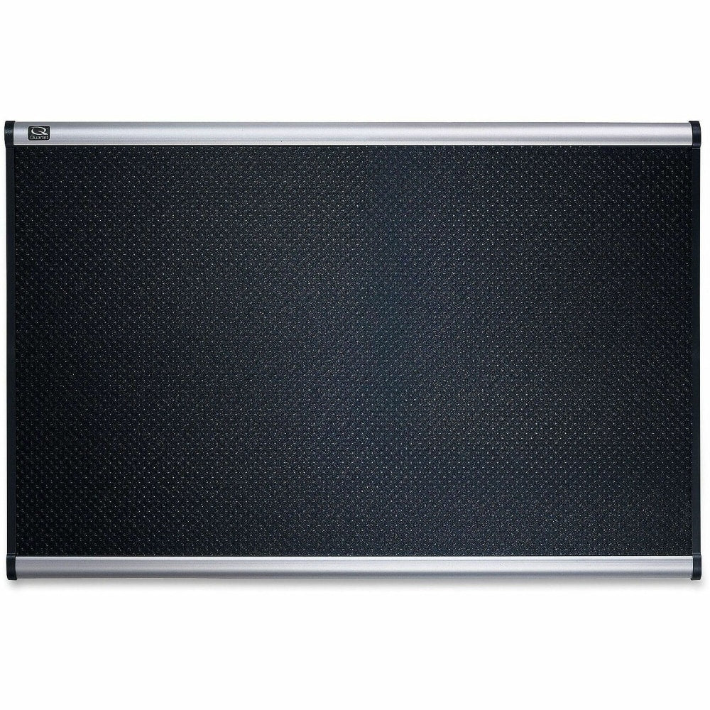 Quartet Prestige Select Black Embossed Foam Bulletin Board, 24in x 36in, Aluminum Frame With Silver Finish