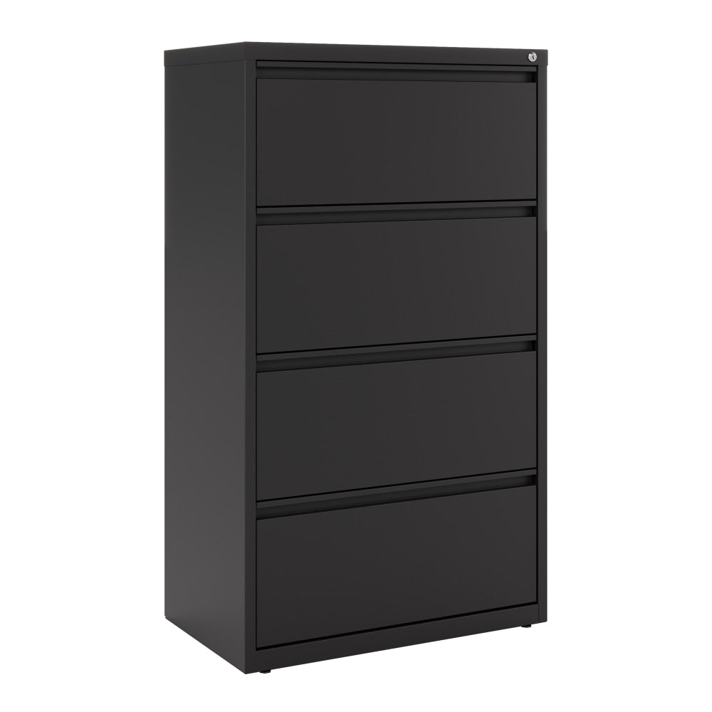 WorkPro 30inW x 18-5/8inD Lateral 4-Drawer File Cabinet, Black
