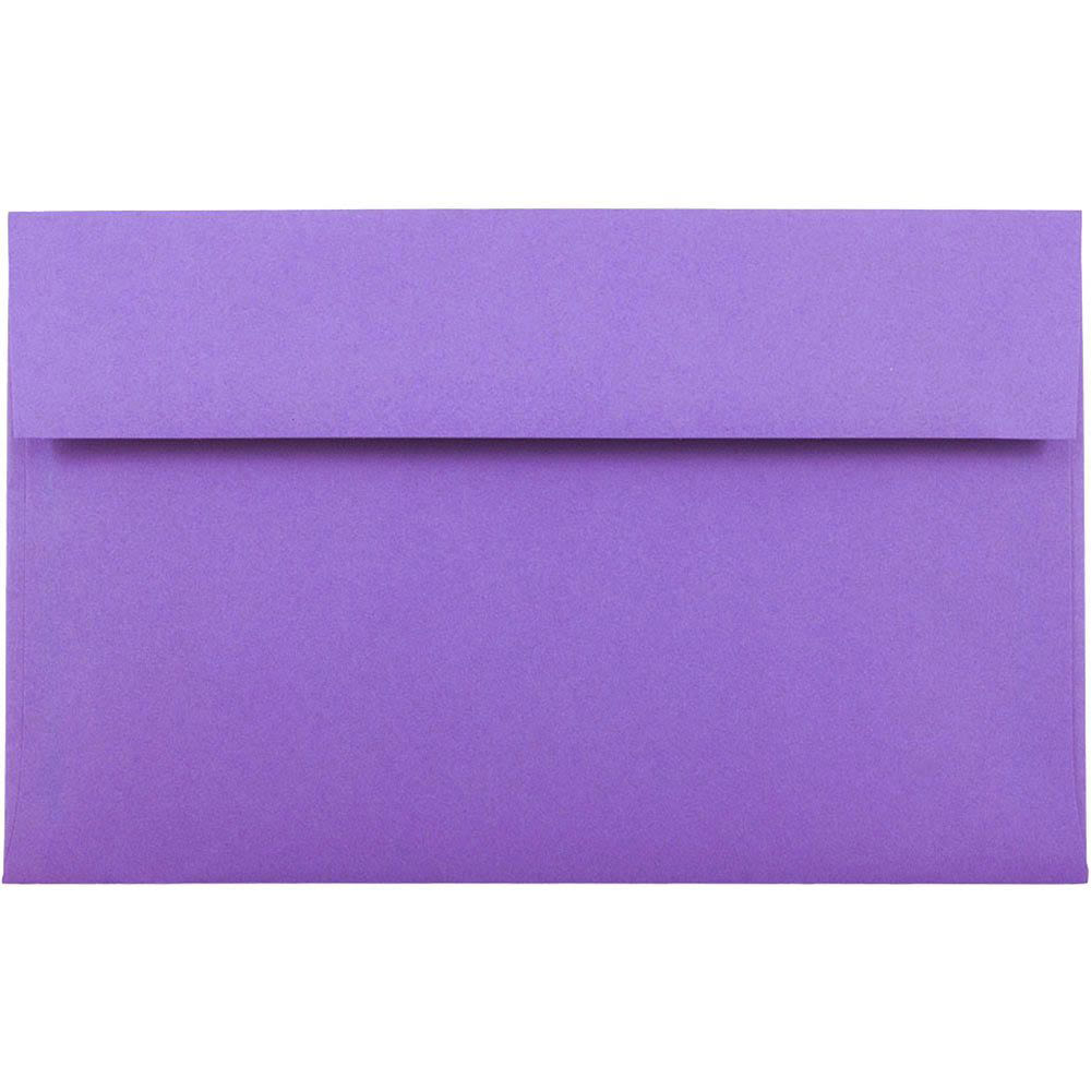 JAM Paper Booklet Invitation Envelopes, A10, Gummed Seal, 30% Recycled, Violet Purple, Pack Of 25