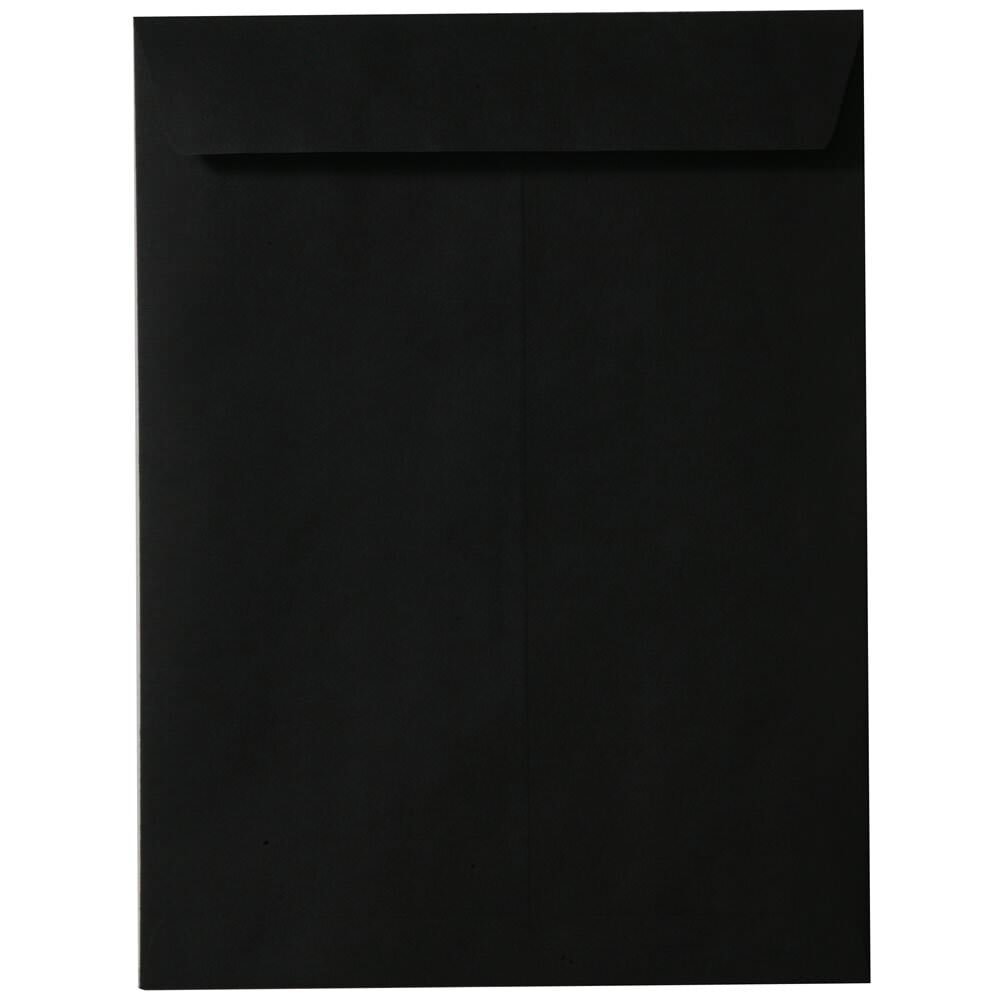JAM Paper Open-End 9in x 12in Catalog Envelopes, Gummed Seal, Black, Pack Of 10