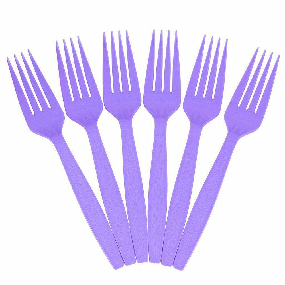 JAM PAPER Big Party Pack of Premium Plastic Forks, Purple, 100 Disposable Forks/Box