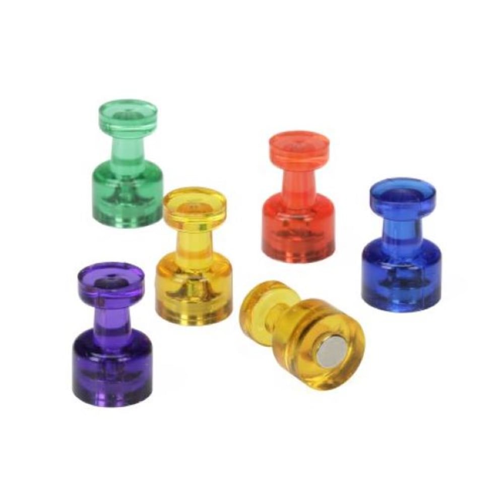 SKILCRAFT Magnetic Push Pins, 3/8in, Assorted Colors, Pack Of 6 Pins (AbilityOne 7510-01-687-5678)