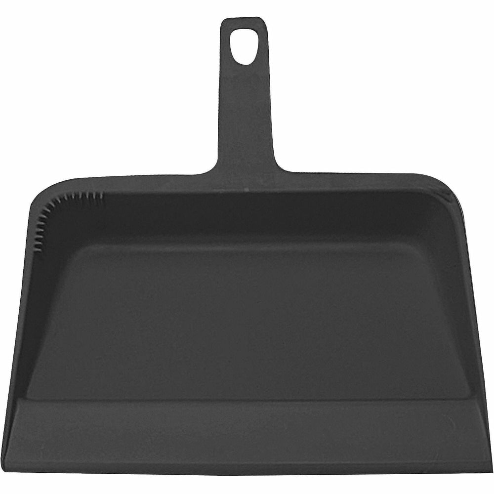 Genuine Joe Heavy-duty Plastic Dust Pan - 12in Wide - Plastic - Black - 12 / Carton