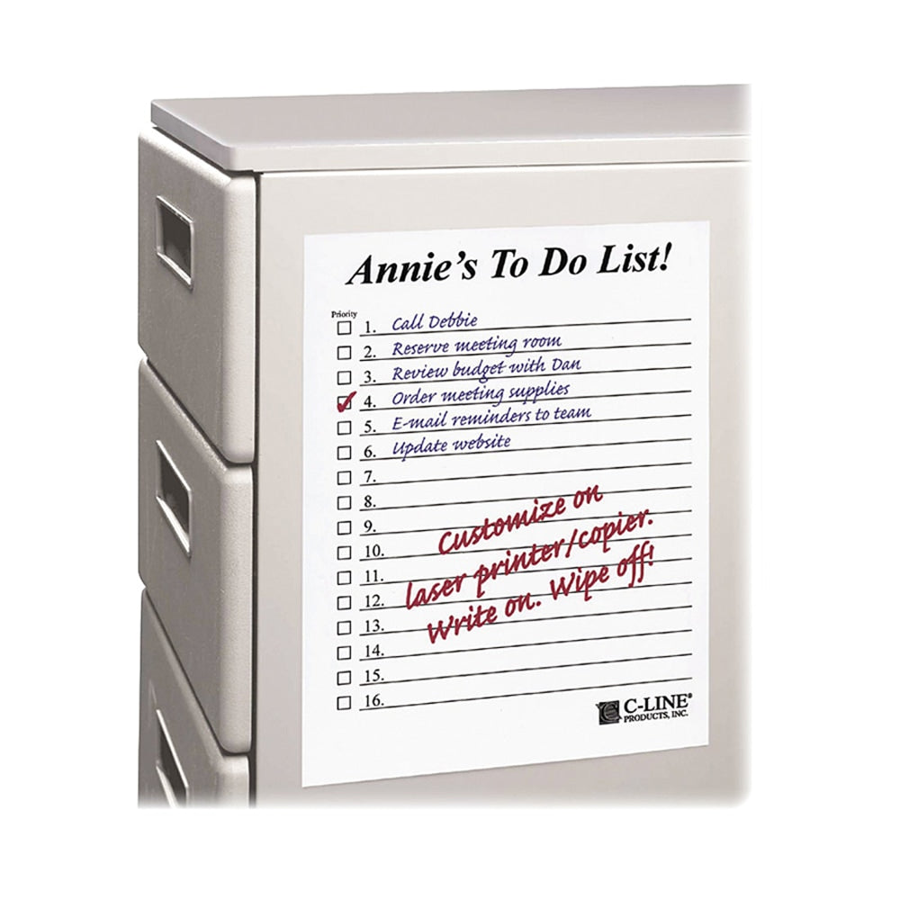 C-Line Self-Stick Dry-Erase Sheets, 8 1/2in x 11in, White, Box Of 25