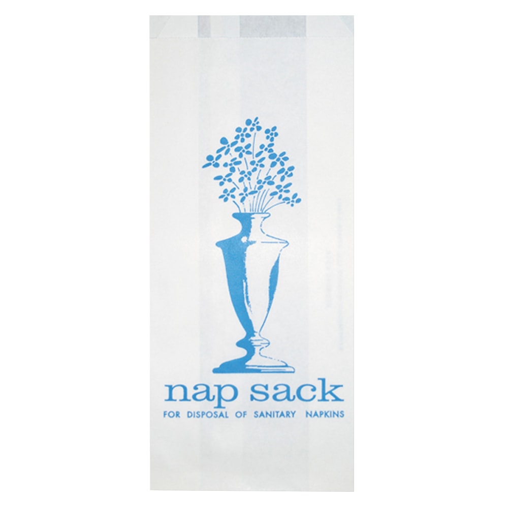 Bagcraft Nap Sack Sanitary Disposal Bags, 9inH x 4inW x 2inD, White, Pack Of 1,000 Bags
