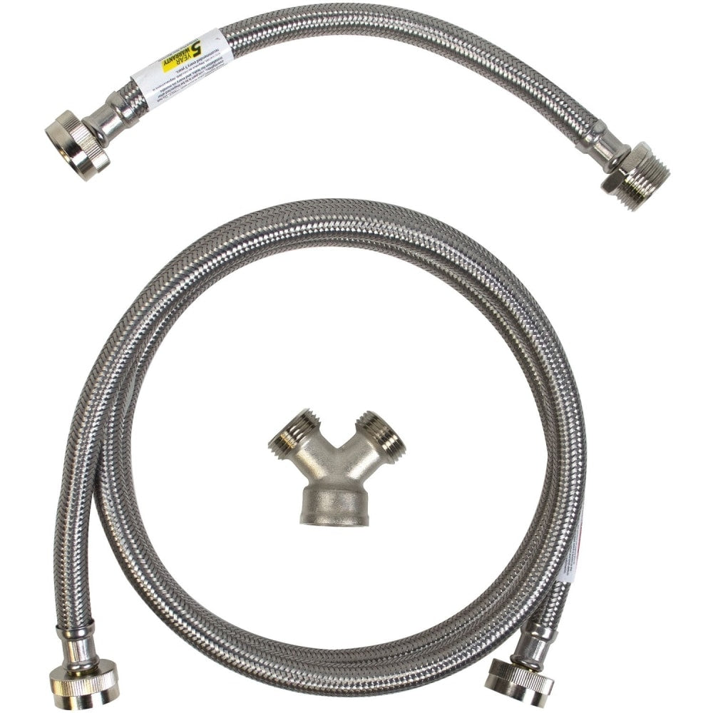 Certified Appliance Accessories Braided Stainless Steel Steam Dryer Installation Kit, 6ft - Stainless Steel, PVC, Polyester, Vinyl - STMKIT3