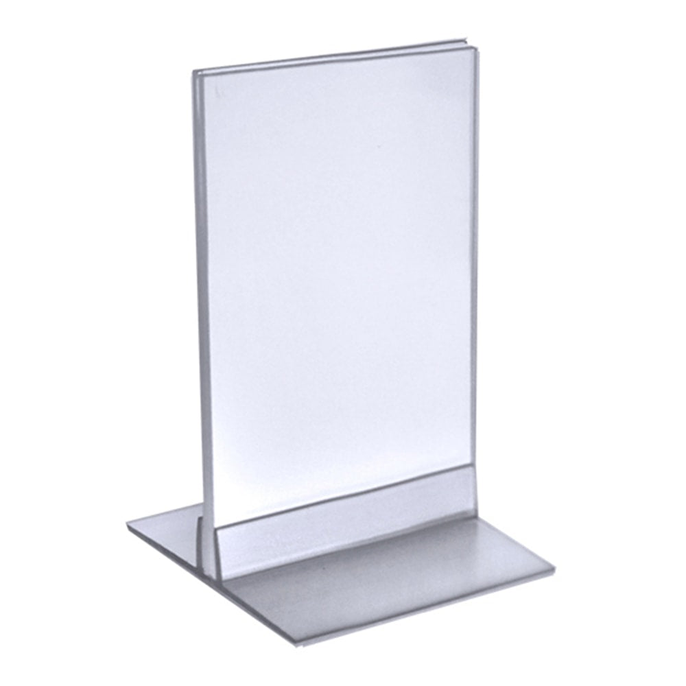 Azar Displays Acrylic T-Strip Vertical/Horizontal Sign Holders, 4inW x 6inH, Clear, Pack Of 10 Sign Holders