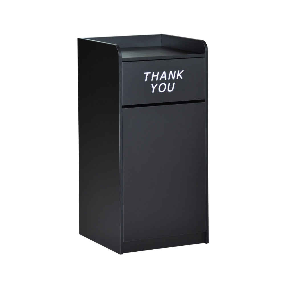 Flash Furniture Rectangular Wood Tray-Top Trash Receptacle, Black