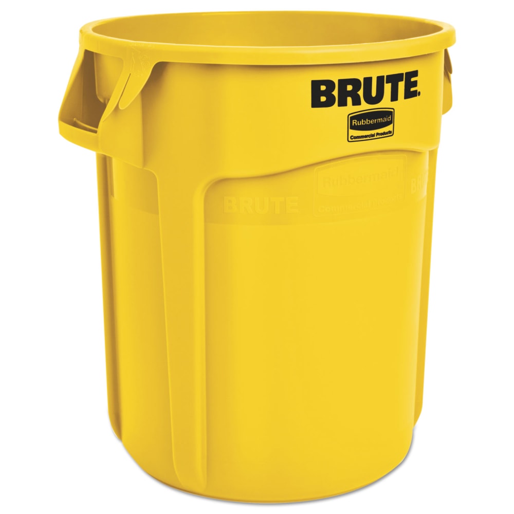 Rubbermaid Vented Round Brute Container, 20 gal, Plastic, Yellow