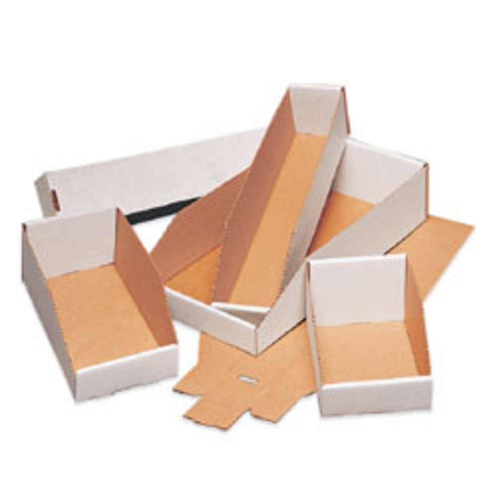 Partners Brand Open Top Bin Boxes, 10in x 12in x 4 1/2in, White, Case Of 25