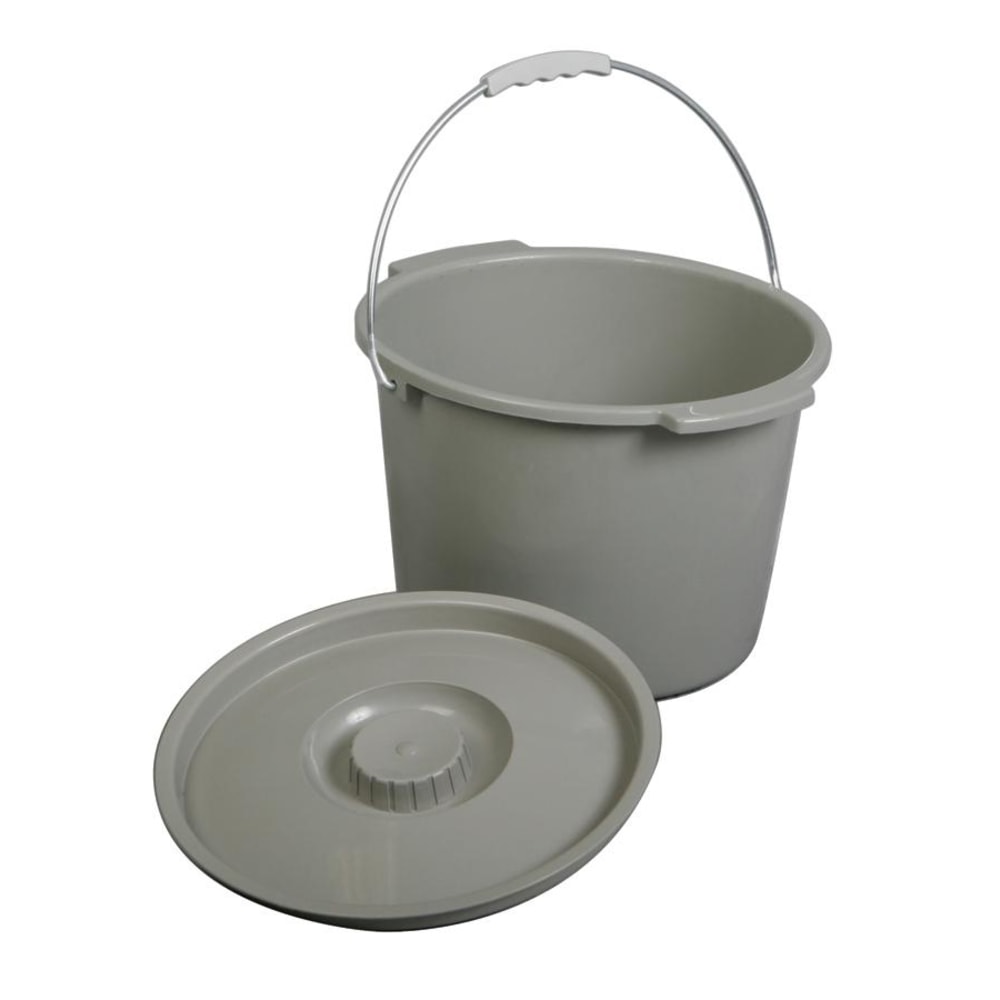 Medline Commode Bucket With Handle, 12 13/16inH x 11 1/8inW x 14inD, Gray