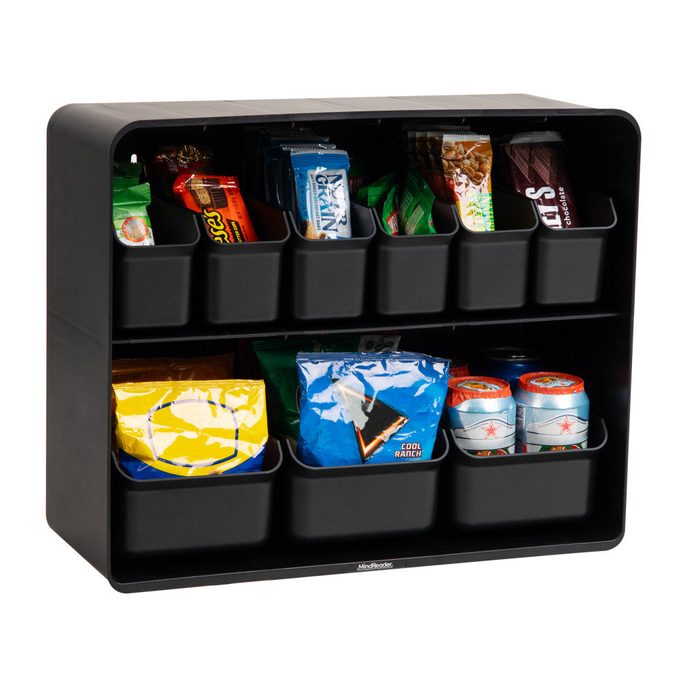Mind Reader Snack Organizer Countertop Organizer, 14-1/2inH x 7-1/4inW x 18inD, Black