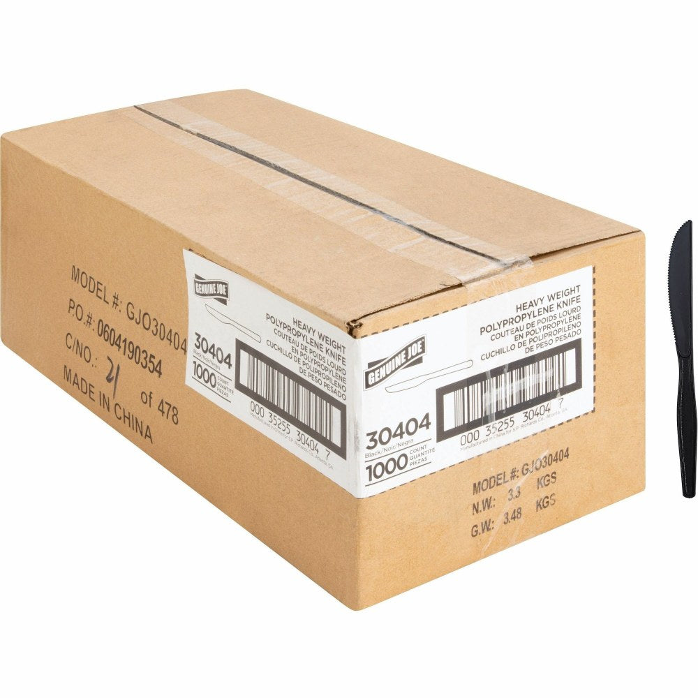Genuine Joe Heavyweight Knife - 1 Piece(s) - Knife - 1 x Knife - Disposable - Textured - Black - 1000/Carton