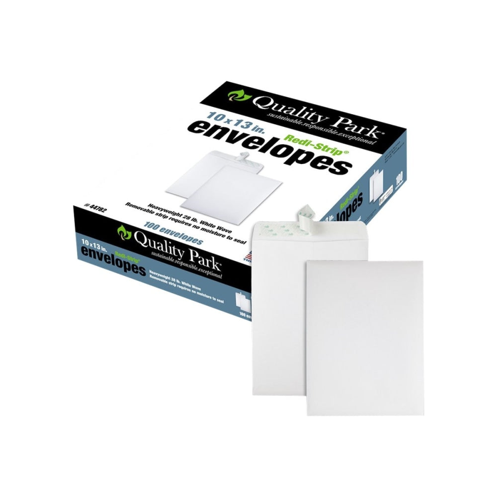 Quality Park Redi-Strip Catalog Envelopes, 10in x 13in, Self-Adhesive, White, Box Of 100