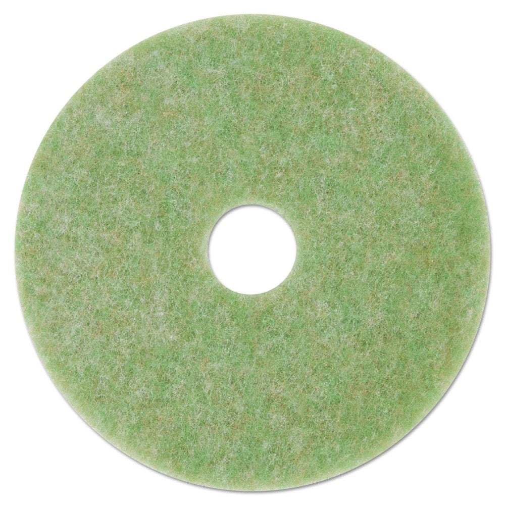 3M Low-Speed TopLine Autoscrubber Floor Pads 5000, 13in Diameter, Green/Amber, 5/Carton