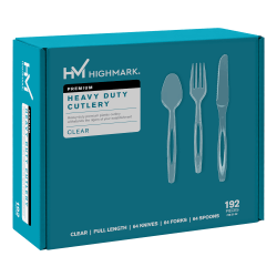 Highmark Heavy-Duty Plastic Cutlery, Clear, Pack Of 192 Utensils