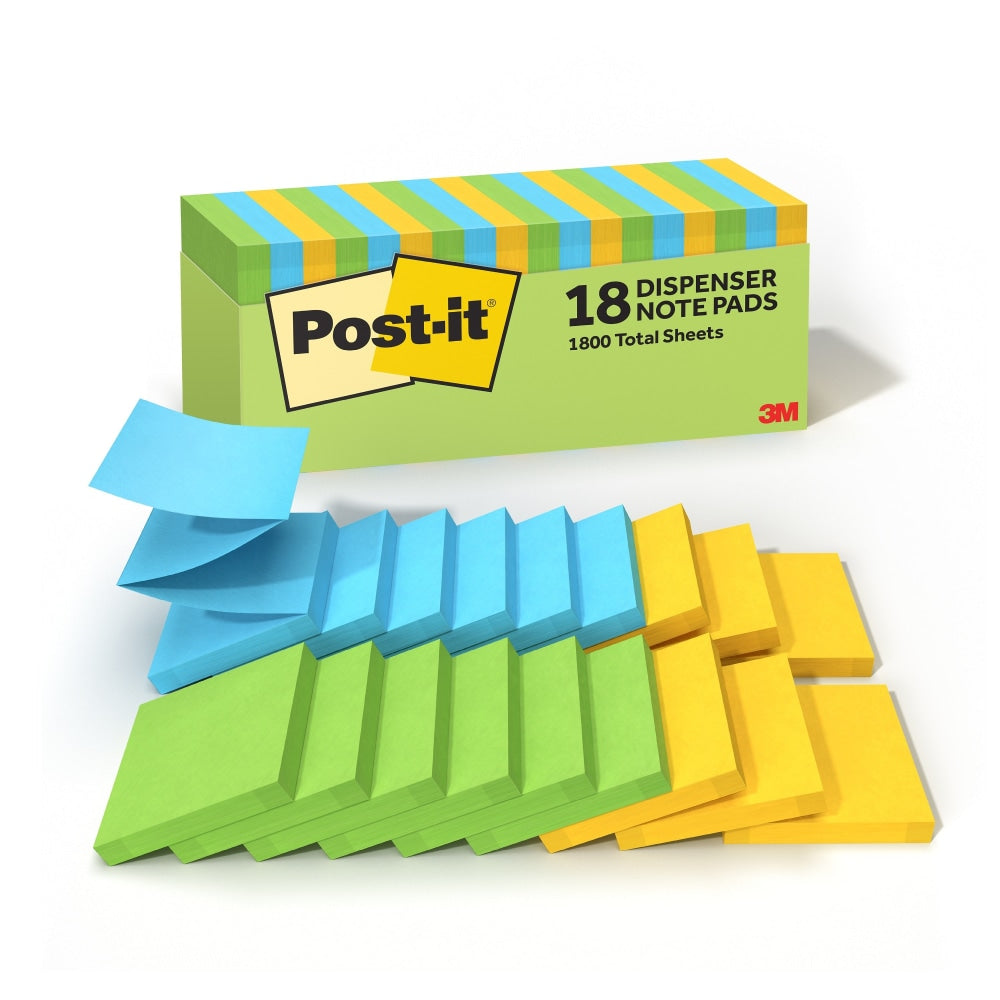 Post-it Pop Up Notes, 3 x 3 in, 18 Sticky Note Pads, 100 Sheets/Pad, Clean Removal, Back to School Supplies and Office Supplies, Floral Fantasy