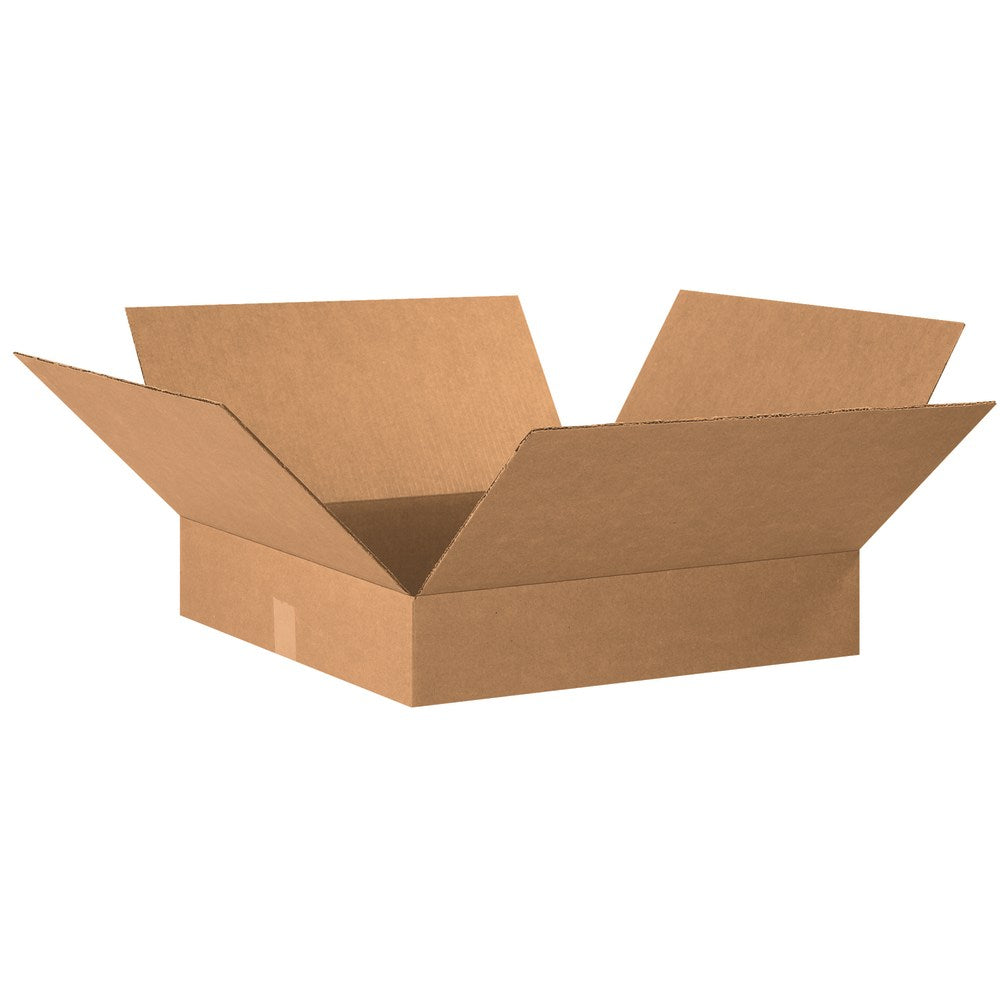 Partners Brand Flat Corrugated Boxes, 20in x 20in x 4in, Kraft, Pack Of 10