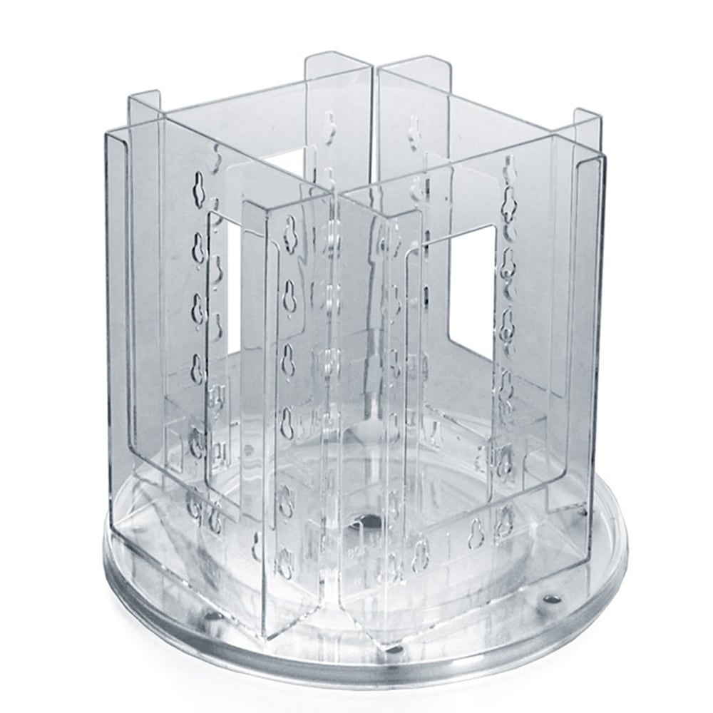 Azar Displays Revolving Brochure Holder, 4-Pocket, Acrylic, 6inH x 16inW x 14inD, Clear
