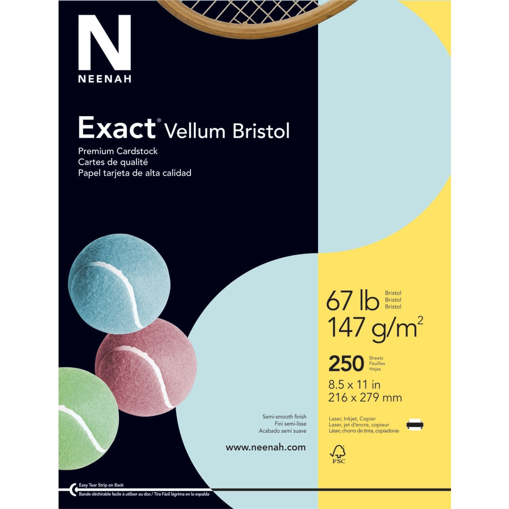 Exact Vellum Bristol Card Stock, Blue, Letter (8.5in x 11in), 67 Lb, Pack Of 250