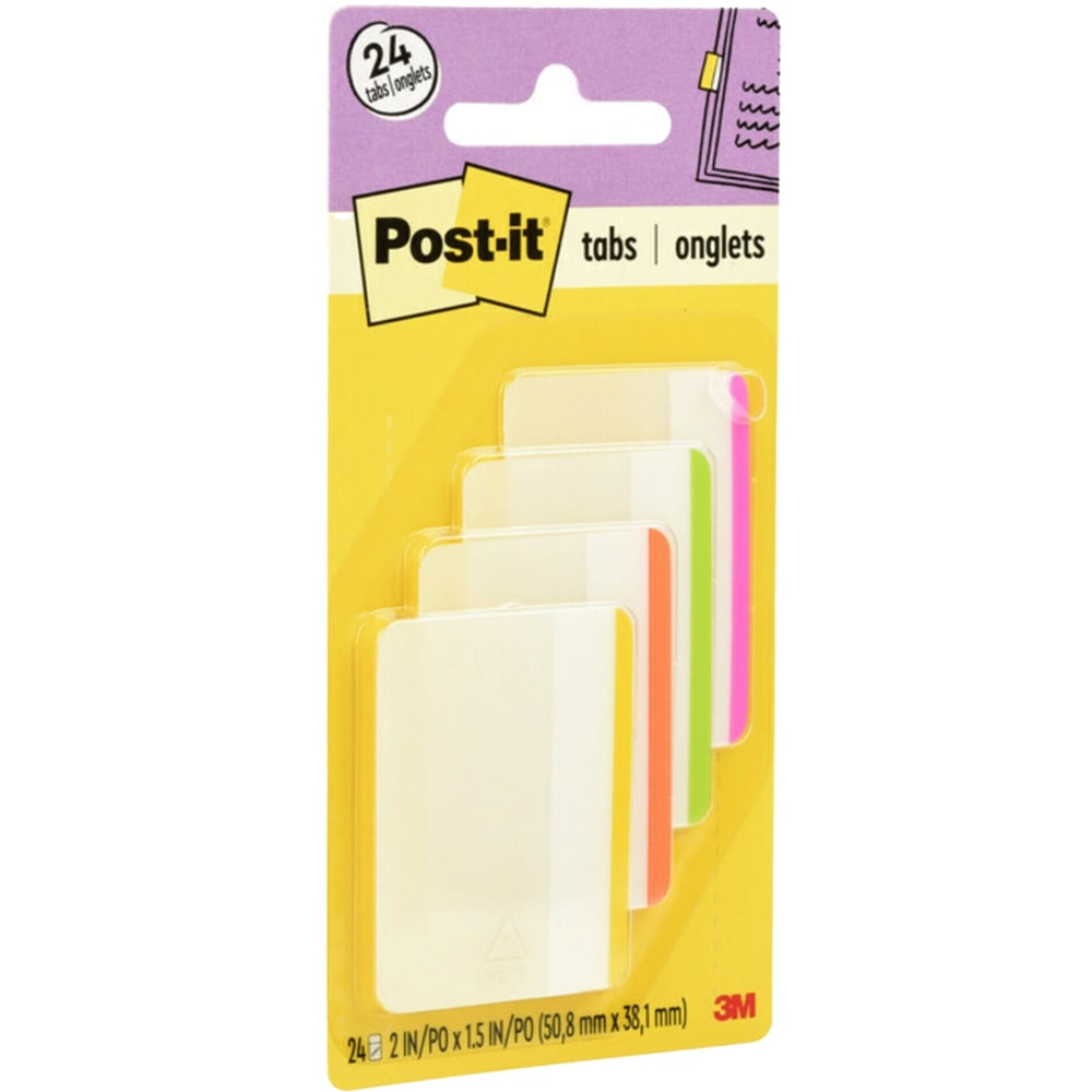 Post-it Notes Durable Filing Tabs, 2in, Assorted Colors, 6 Flags Per Pad, Pack Of 4 Pads