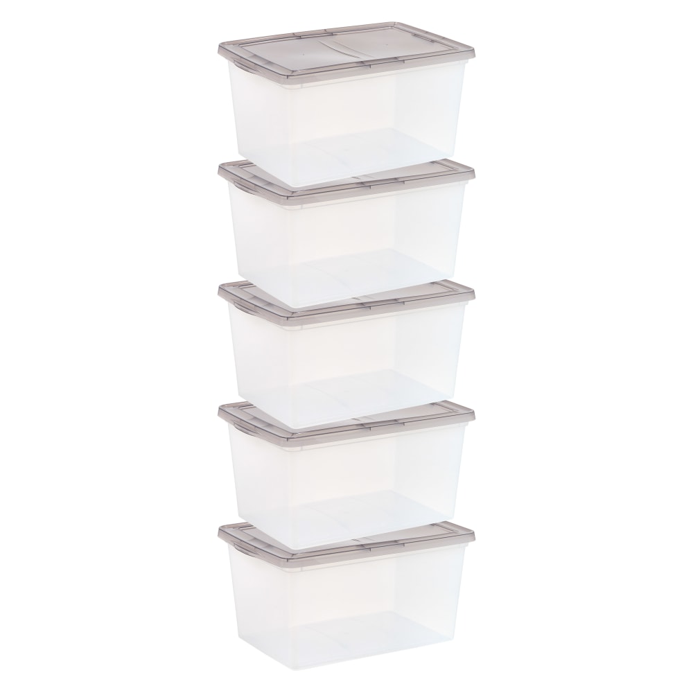 Iris Snap Top Storage Boxes, 14.5 Gallon, Clear, Set Of 5 Boxes
