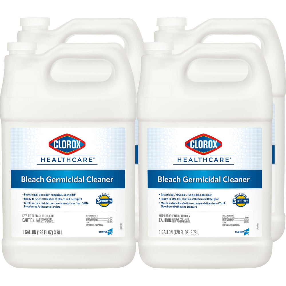Clorox Healthcare Bleach Germicidal Cleaner Refill, 128 Fluid Ounces, Pack of 4 (68978)