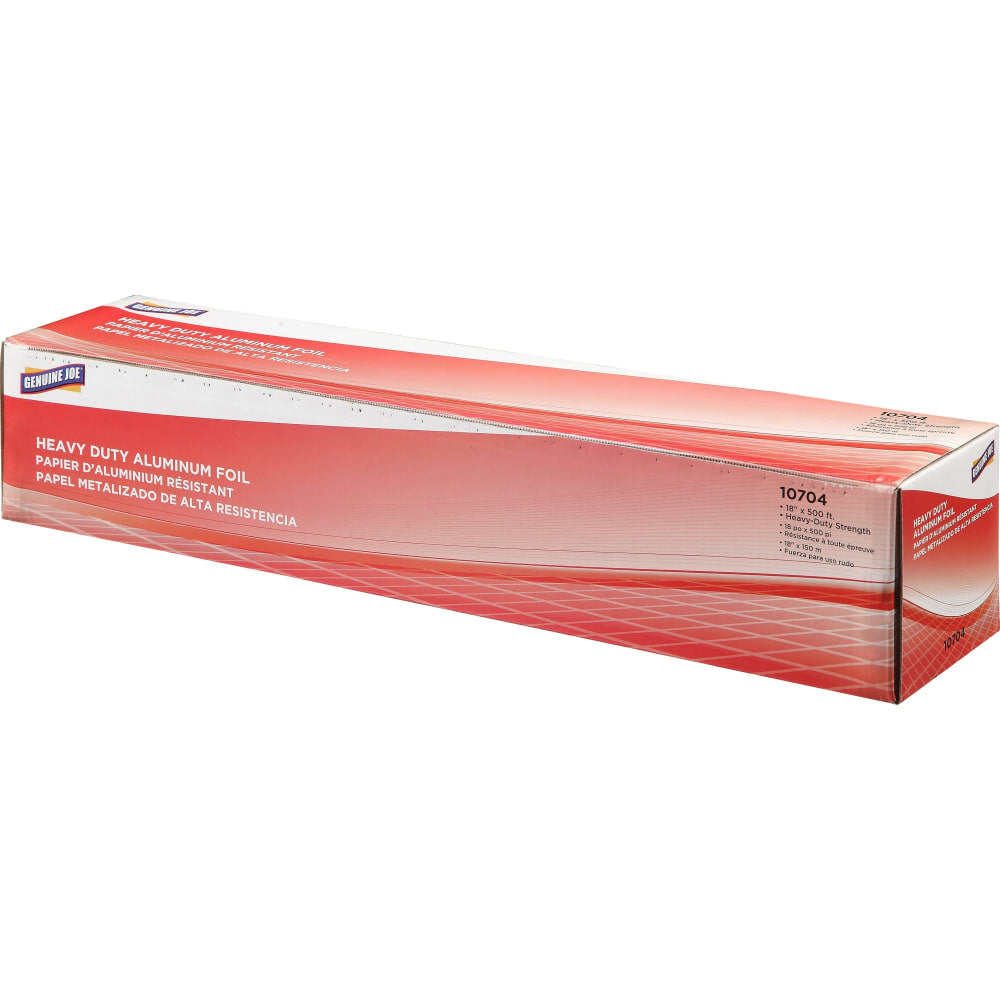 Genuine Joe Heavy-duty Aluminum Foil - 18in Width x 500 ft Length - Heavy Duty, Sturdy, Dispenser, Pliable - Aluminum - Silver - 1 Each