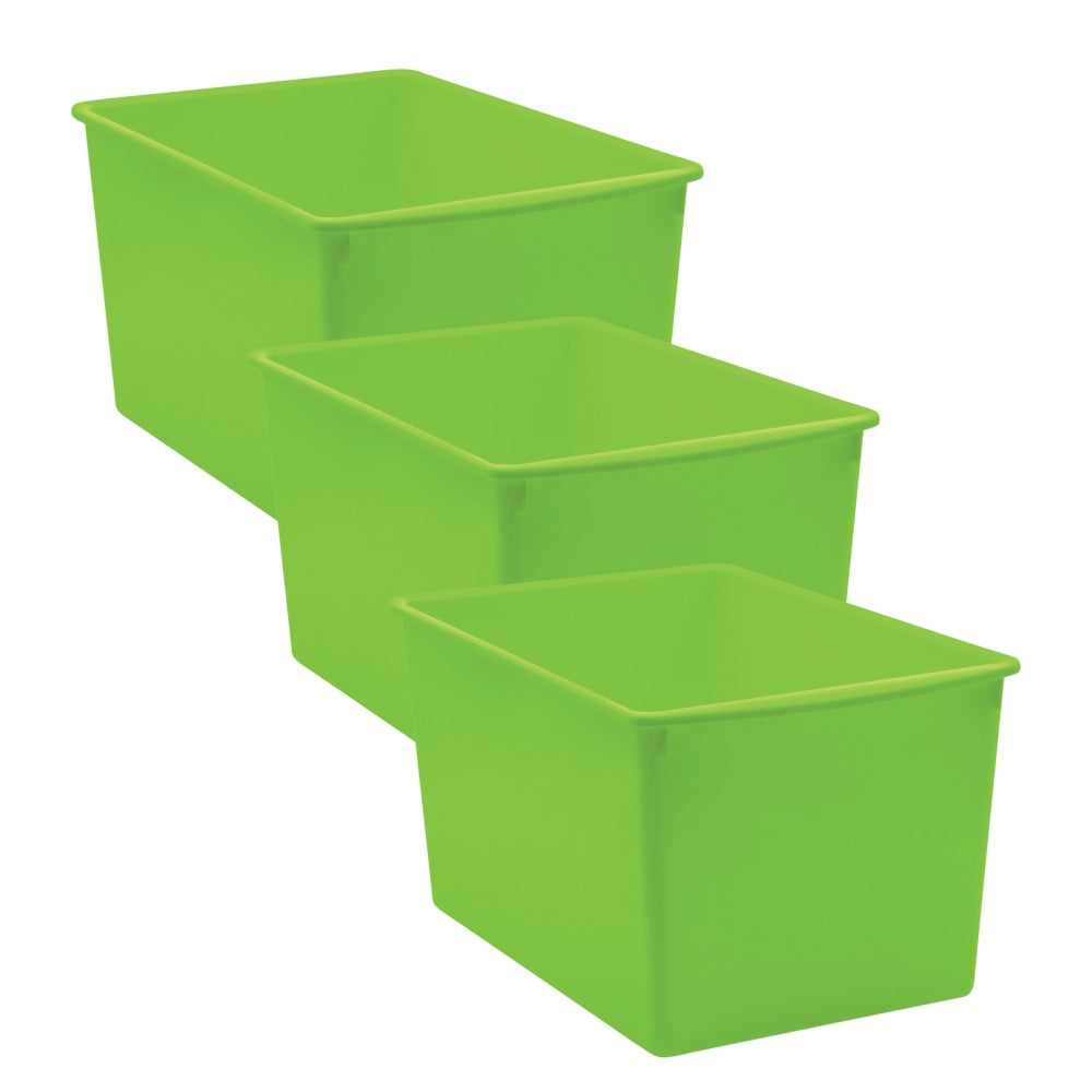 Teacher Created Resources Plastic Multi-Purpose Bins, 7-1/2inH x 9-1/4inW x 14inD, Lime, Pack Of 3 Bins