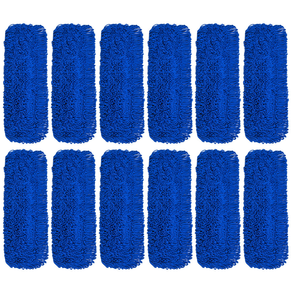 Gritt Commercial Microfiber Looped Dust Mop Pad Head, 24in, Blue, Pack Of 12 Pad Heads