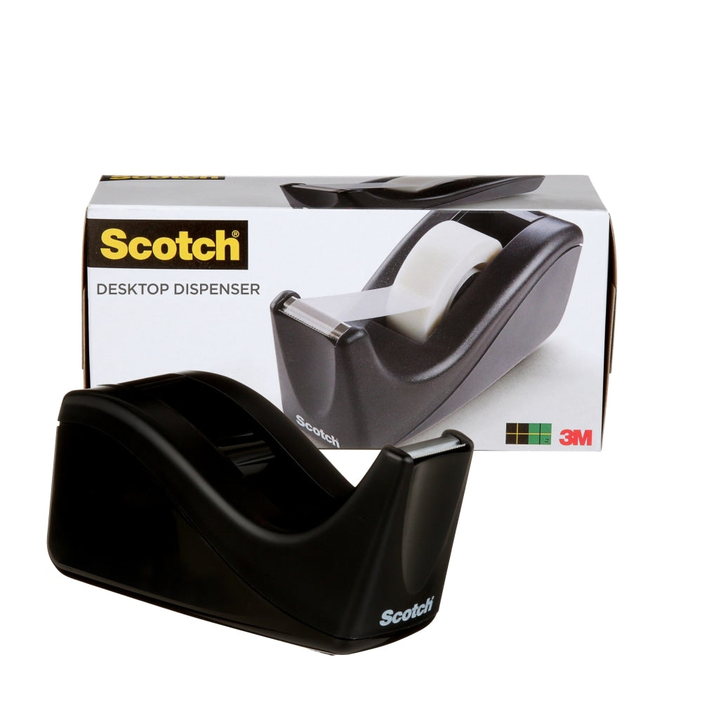 Scotch Desktop Tape Dispenser, 1 Dispenser, 1 in. Core, Black, Home Office Supplies and School Supplies for College and Classrooms