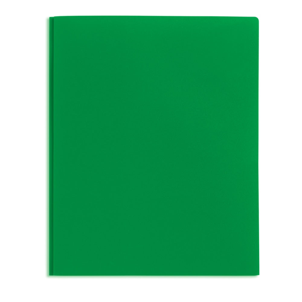 Office Depot Brand 2-Pocket School-Grade Poly Folder with Prongs, Letter Size, Green