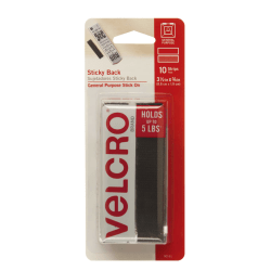 VELCRO Brand Sticky Back Strips, 3/4inx3 1/2in Black 10/pk