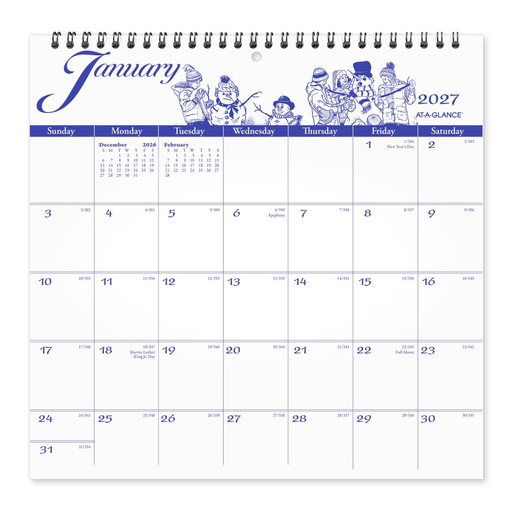 AT-A-GLANCE 2027 Illustrator's Edition Monthly Wall Calendar, Medium, 12in x 12in