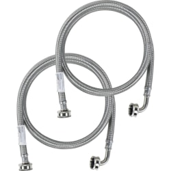 Certified Appliance Accessories 2 PK Braided Stainless Steel Washing Machine Hoses with Elbow - 48in - WM48SSL2PK